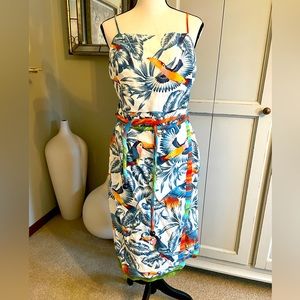 Farm Rio Tropical Birds of Paradise Linen Dress. Size Medium